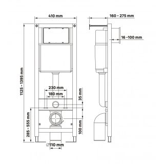 Инсталляция для подвесного унитаза Berges АТОМ 410 040368 чёрная кнопка смыва Atom Ring Soft Touch