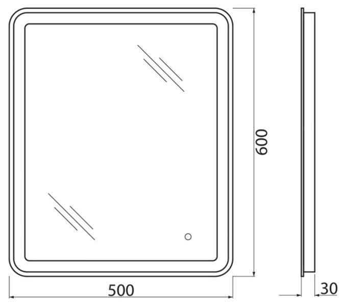 Зеркало BelBagno с LED-подсветкой и сенсорным управлением SPC-MAR-500-600-LED-TCH