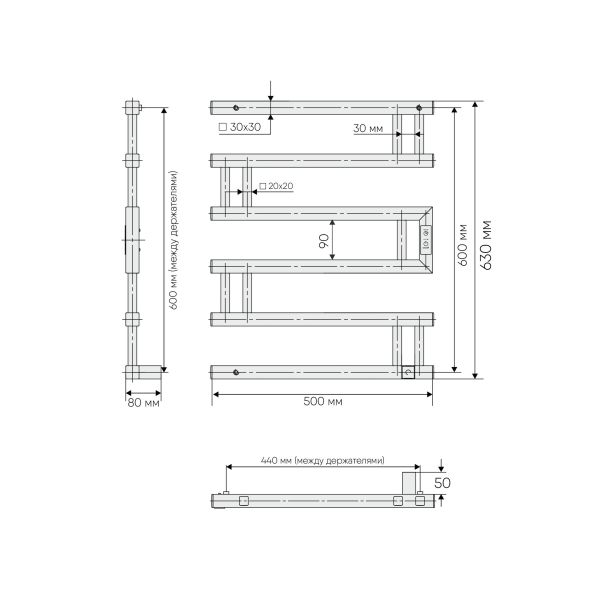 Полотенцесушитель электрический Indigo Muza DGM60-50GNSRt 60x50 см оружейная сталь