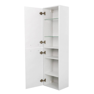 Шкаф-пенал подвесной BelBagno с двумя распашными дверцами с доводчиками, с двумя полками, универсальный, Белый металлик, 400x300x1500, DUE-1500-2A-SC-BM-P белый глянцевый