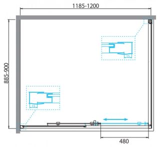Душевой уголок BelBagno DUE 120x90см хром DUE-AH-1-120/90-C-CR