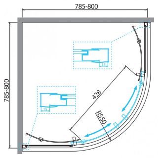 Душевой уголок BelBagno DUE 80x80см хром DUE-R-2-80-C-Cr