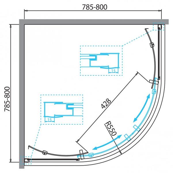 Душевой уголок BelBagno DUE 80x80см хром DUE-R-2-80-C-Cr