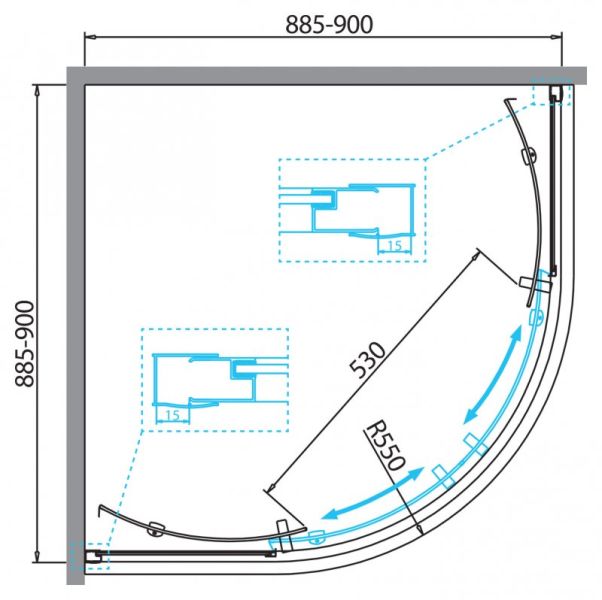 Душевой уголок BelBagno DUE 90x90см хром DUE-R-2-90-P-Cr