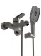 Смеситель BelBagno для ванны и душа в комплекте с ручным душем, шлангом и держателем, оружейная сталь DUE-VASM-GM