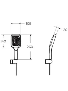 Смеситель BelBagno для ванны и душа в комплекте с ручным душем, шлангом и держателем, хром LUC-VASM-CRM