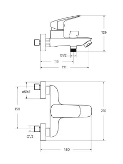 Смеситель BelBagno для ванны и душа в комплекте с ручным душем, шлангом и держателем, оружейная сталь DUE-VASM-GM