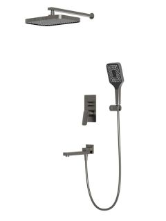 Смеситель BelBagno встраиваемый, верхний душ, ручной душ со шлангом, штуцер с держателем), оруж.сталь DUE-VDSET-GM