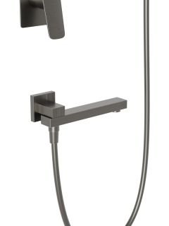 Смеситель BelBagno встраиваемый, верхний душ, ручной душ со шлангом, штуцер с держателем), оруж.сталь DUE-VDSET-GM