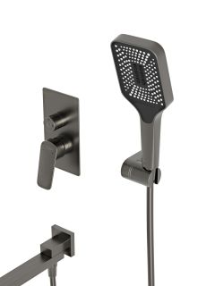 Смеситель BelBagno встраиваемый, верхний душ, ручной душ со шлангом, штуцер с держателем), оруж.сталь DUE-VDSET-GM