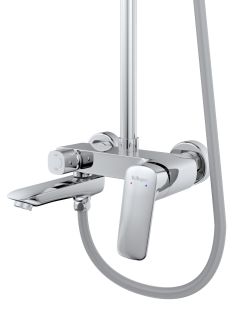 Душевая стойка BelBagno со смесителем и изливом, хром DUE-VSCM-CRM