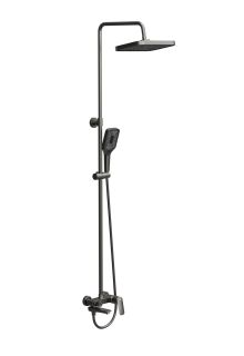 Душевая стойка BelBagno со смесителем и изливом, оружейная сталь DUE-VSCM-GM