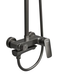 Душевая стойка BelBagno со смесителем и изливом, оружейная сталь DUE-VSCM-GM