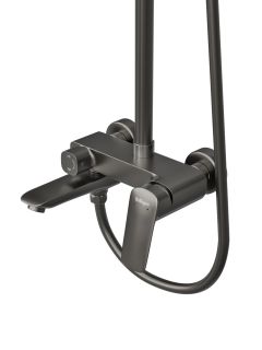 Душевая стойка BelBagno со смесителем и изливом, оружейная сталь DUE-VSCM-GM