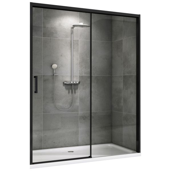 Душевая дверь ABBER Komfort AG93150B 150 см профиль чёрный стекло прозрачное