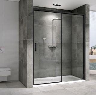Душевая дверь ABBER Komfort AG93170B 170 см профиль чёрный стекло прозрачное