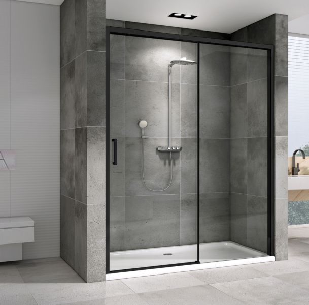 Душевая дверь ABBER Komfort AG93170B 170 см профиль чёрный стекло прозрачное