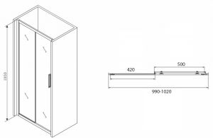 Душевая дверь ABBER Schwarzer Diamant 100см AG30100BH