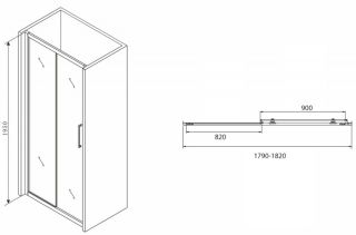 Душевая дверь ABBER Schwarzer Diamant 180см AG30180BH
