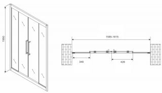 Душевая дверь ABBER Schwarzer Diamant 160см чёрный AG33160BH