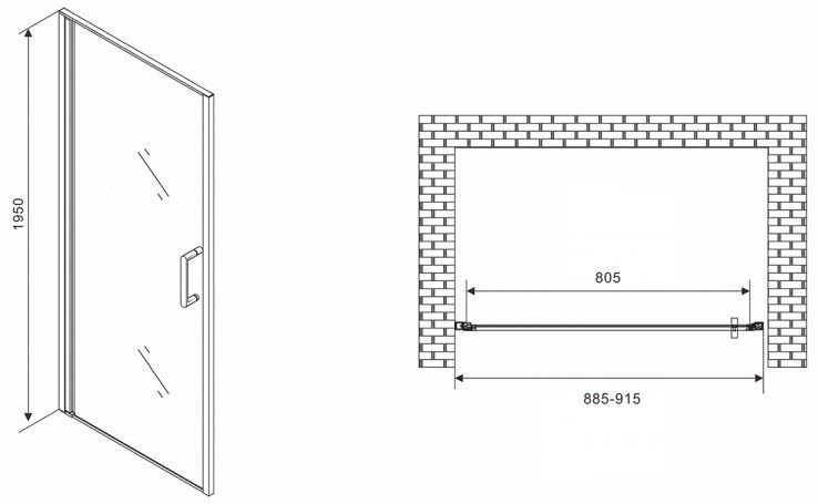 Душевая дверь ABBER Sonnenstrand 90см чёрный AG04090B