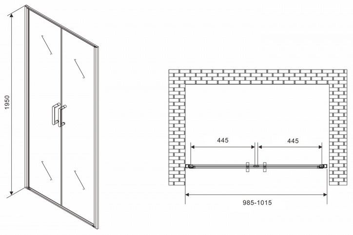 Душевая дверь ABBER Sonnenstrand 100см хром AG04100C
