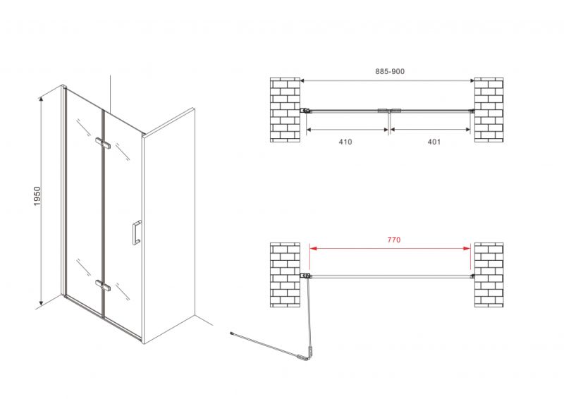 Душевая дверь ABBER Zart AG08090P 90 см