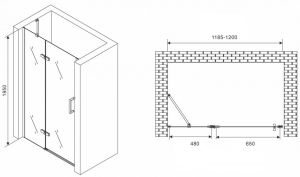 Душевая дверь ABBER Zart 120см чёрный AG08120B