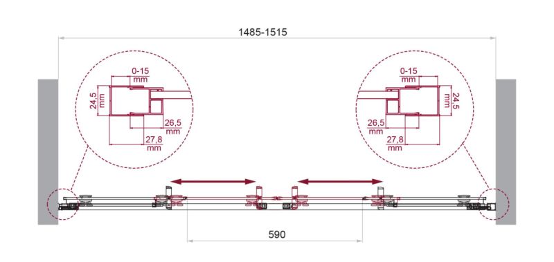 Душевая дверь BelBagno LUCE-BF-2-150-C-Cr хром