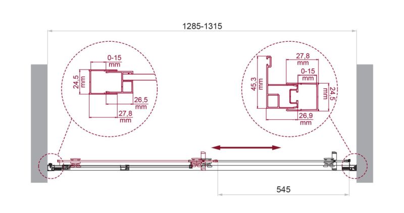 Душевая дверь BelBagno LUCE-BF-1-130-C-Cr хром