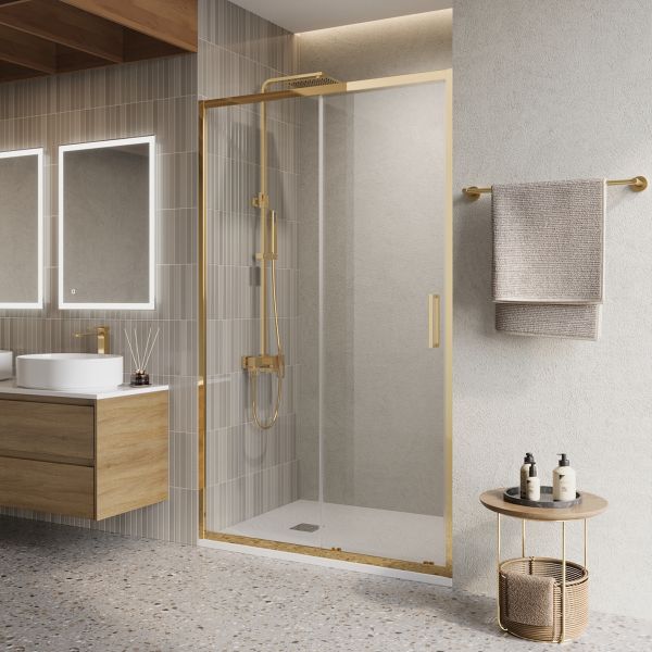 Душевая дверь BelBagno LUCE-BF-1-110-C-ORO золото
