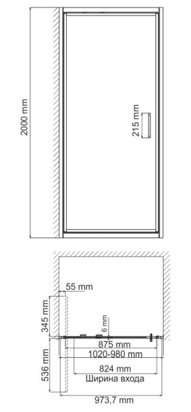 Душевая дверь Wasserkraft Salm 27I12 100x200