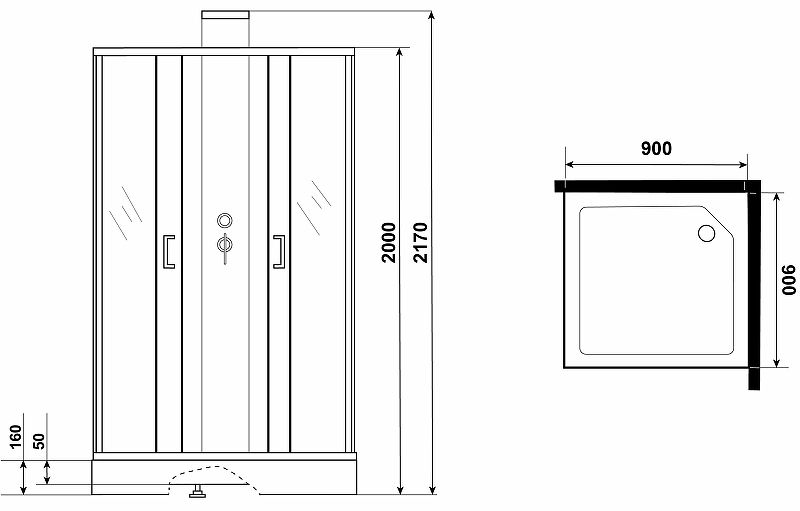 Душевая кабина Grossman GR251Q 90x90, черный