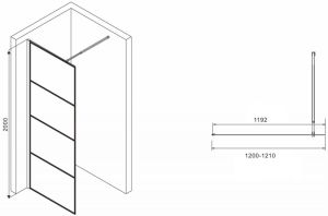 Душевая перегородка ABBER Immer Offen AG65120B 120см чёрный