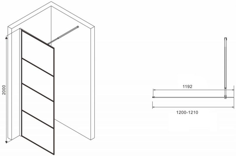 Душевая перегородка ABBER Immer Offen AG65120B 120см чёрный