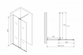 Душевая перегородка ABBER Komfort AG09100B 100 см профиль чёрный стекло прозрачное