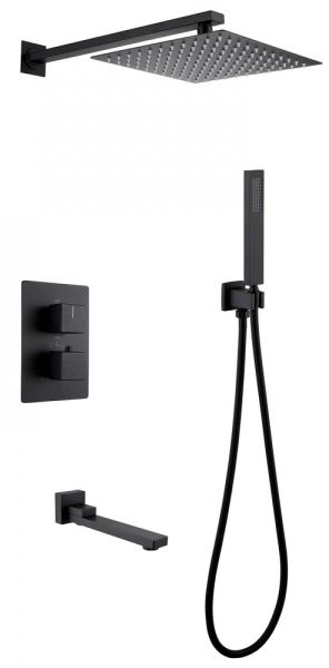 Душевая система ABBER Daheim с термостатом чёрный матовый AF8250B Душевая система ABBER Daheim с термостатом чёрный матовый AF8250B