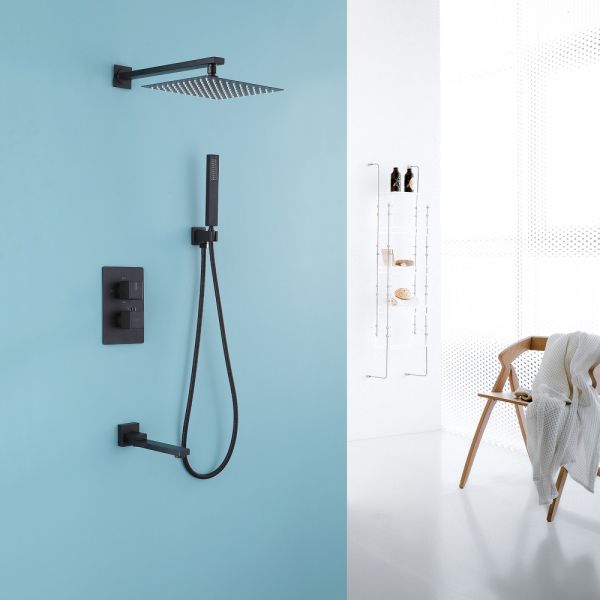Душевая система ABBER Daheim с термостатом чёрный матовый AF8250B Душевая система ABBER Daheim с термостатом чёрный матовый AF8250B