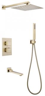Душевая система ABBER Daheim с термостатом золото матовое AF8250G Душевая система ABBER Daheim с термостатом золото матовое AF8250G