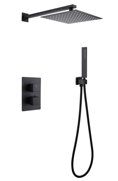Душевая система ABBER Daheim AF8251B с термостатом чёрный матовый