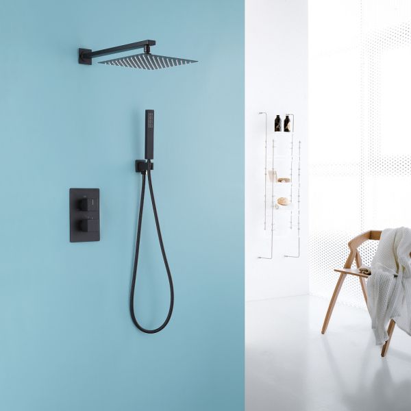 Душевая система ABBER Daheim AF8251B с термостатом чёрный матовый