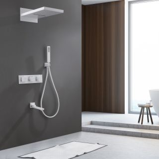 Душевая система ABBER Daheim AF8253W с термостатом белый матовый