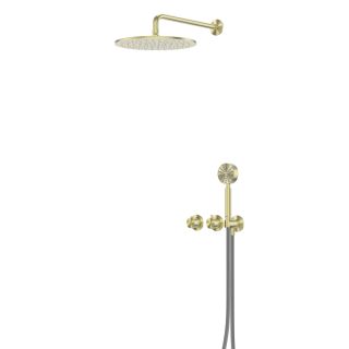Душевой комплект ABBER Wasser Kreis 316 AF8151BG с термостатом брашированное светлое золото