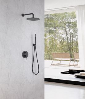Душевая система ABBER Wasser Kreis AF8118B чёрный матовый
