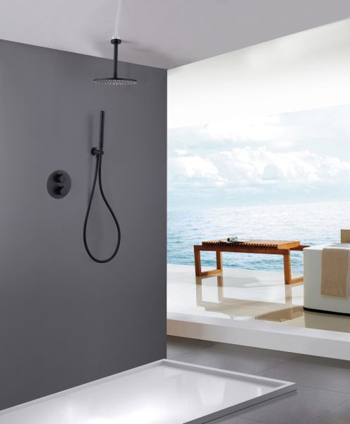 Душевая система ABBER Wasser Kreis AF8121B чёрный матовый Душевая система ABBER Wasser Kreis AF8121B чёрный матовый