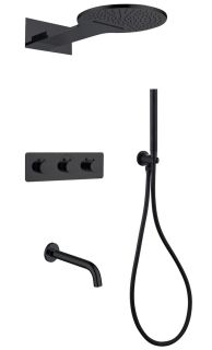 Душевая система ABBER Wasser Kreis AF8150B с термостатом чёрный матовый Душевая система ABBER Wasser Kreis AF8150B с термостатом чёрный матовый