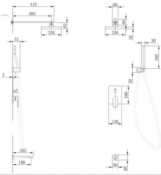 Душевая система ABBER Weiss Insel хром AF8017