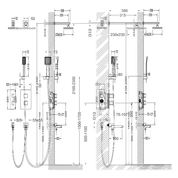 Душевой комплект Timo Petruma SX-5049/17SM с термостатом золото матовое