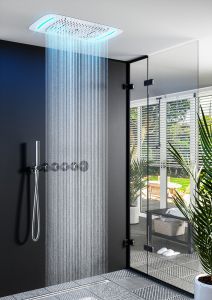 Душевой комплект Timo Saona SX-2319/18SM с термостатом чёрное золото