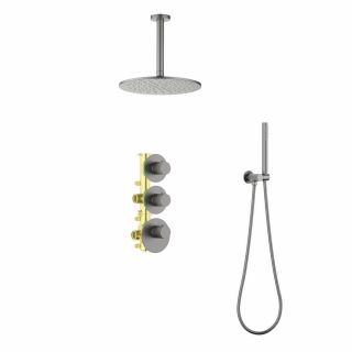 Душевой комплект Timo Saona SX-2399/18SM с термостатом чёрное золото Душевой комплект Timo Saona SX-2399/18SM с термостатом чёрное золото